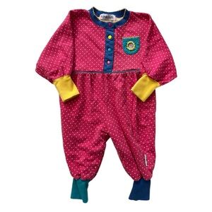 Vintage 90s Gymboree Polka Dot Color Block Baby Romper